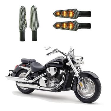 Imagem de KIT 4 Luz Seta Esportiva Pisca Led de Carbono Modelo P03 Moto Honda VT