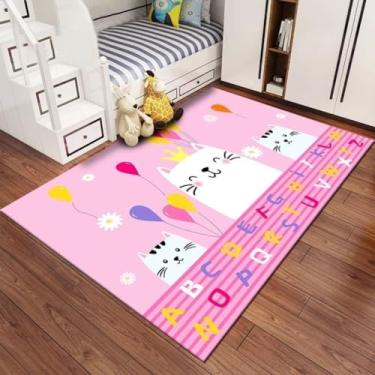 Imagem de Tapete Infantil 1,00m x 1,40m – Conforto, Segurança e Diversão para o Quarto das Crianças (Gatinha Rosa)