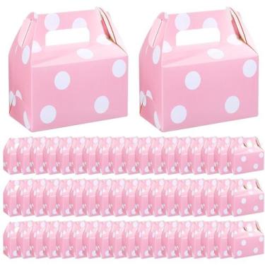 Imagem de Caixas de lembrancinhas de festa TecUnite Pink Polka Dot com alças 16x