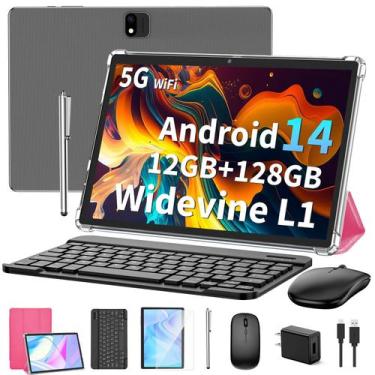 Imagem de Tablet JJGJ Android 14 10.1" 12 GB RAM 128 GB de armazenamento rosa