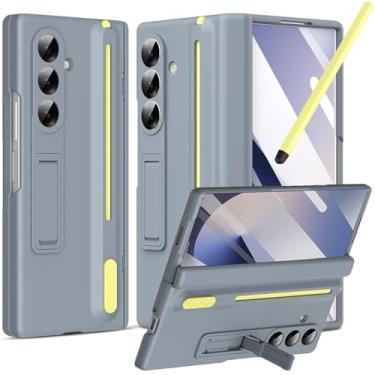 Imagem de NINKI Capa para Samsung Z Fold 6 com suporte para caneta S e Stylus e suporte oculto, capa protetora de tela de dobradiça fosca para celular Samsung Galaxy Z Fold 6 com compartimento e suporte para S