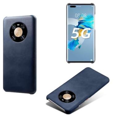 Imagem de Capa para Huawei Mate 40 PRO,Proteção contra quedas,Casca de volta de cor sólida simples,Design de couro de imitação de plástico-Blue