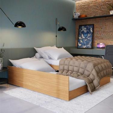 Imagem de Cama Modular Solteiro E Casal Com Auxiliar Móvel Mdf Uv Com Colchão D3