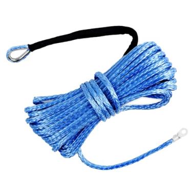Imagem de RIOOP Corda de guincho sintético resistente 1/4 polegada x 50 pés 4,3 kg Linha de corda de reboque de recuperação para ATV UTV Truck Jeep Linha de cabo de guincho com manga protetora para extensão de