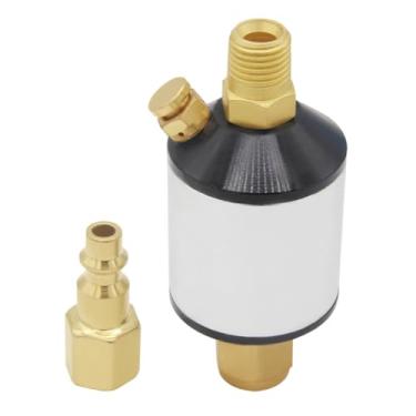 Imagem de Uenede Separador de óleo de água para linha de ar, entrada e saída NPT de 1/10.2 cm, preto, 150 PSI preto, acessório de filtro de umidade para ferramenta de compressor de ar com válvula de drenagem