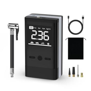 Imagem de Smiling Shark Compressores de ar portáteis, inflador de pneu AP-01 portátil 12V 150PSI 8000mAh com medidor de pressão digital LED e dissipação de calor inteligente e desligamento automático para carro