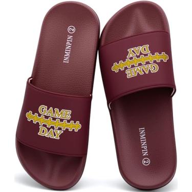 Imagem de INMINPIN Sandália infantil para meninos e meninas, com sprots de bola, ultraconfortável, praia, piscina, chuveiro, escorregador doméstico, ambientes internos e externos para fãs de esportes, Vermelho