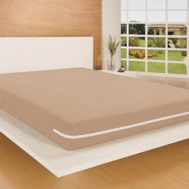 Imagem de Protetor de Colchão Queen, Malha Gel, Impermeável com Zíper, 140x190 cm (CARAMELO)