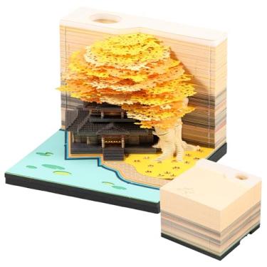 Imagem de KHZSPP Calendário, calendário de mesa 3D 2025, bloco de notas de calendário de arte 3D, novo calendário criativo, bloco de notas de papel 3D com luzes de LED, esculpir em papel de calendário artístico