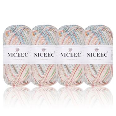 Imagem de NICEEC 4 novelos de fio de algodão macio para bebê, 4 camadas, artesanato DIY, peso de dedilhado, fio de cobertor para crochê e tricô, total de 700 m/200 g - Cor nº 102