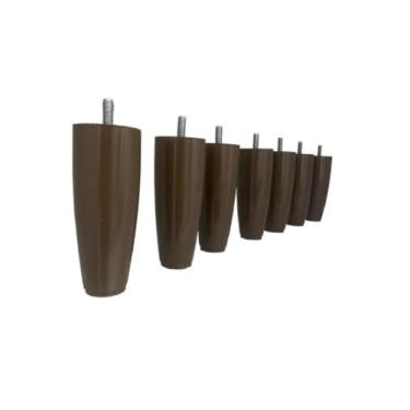 Imagem de Kit de Pés para Cama Box Conico Marrom 12cm, Diâmetro 4cm, Material Polietileno, Suporta até 180kg por Pé, Acompanha Parafuso para Instalação (7)