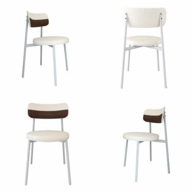 Imagem de Conjunto 4 Cadeiras de Jantar Kyta Tecido Mesclado Est.Branca - Metali