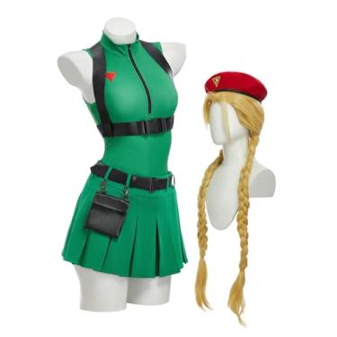 Imagem de Micotaku Fantasia feminina de cosplay da Cammy oficialmente licenciada pela Street Fighter, Verde e vermelho, G