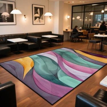 Imagem de Tapete para sala de estar, lavável, grande, estilo abstrato, decoração de área, capacho vermelho para entrada (140 x 200 cm, 55 x 78,7 pol./CX035-flannel-6)