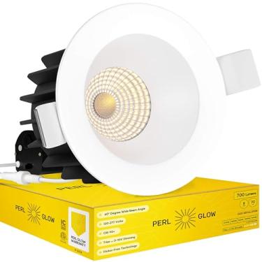 Imagem de Perlglow Luminária de teto com acabamento branco redondo de 5 cm, luzes de teto embutidas, reguláveis, 8W=70W, 700 lúmens, CRI 90+, classificação IC, selecionável 5CCT 2700K|3000K|3500K|4100K|5000K