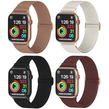 Imagem de Pulseiras de nylon unissex para Apple Watch 1/2/3/4/5/6/7/8/9/SE/Ultra 2 para 38 mm/40 mm/41 mm/42 mm/44 mm/45 mm/49 mm - Pacote variado 1-8 (pacote G - tamanho 45 mm)