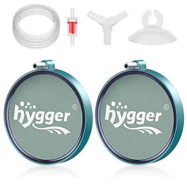 Imagem de hygger Pacote com 2 pedras de ar de aquário de 5 cm, pedra borbulhadora de tanque de peixes, difusor de oxigênio, aerador de bolhas de ar, acessórios de bomba de ar para aquários, tanques de peixes