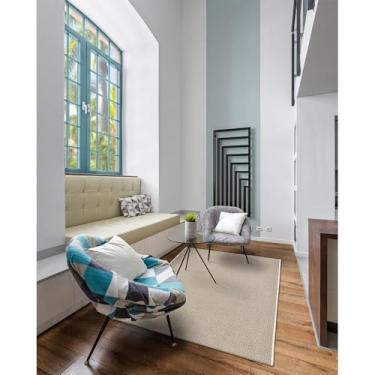 Imagem de Tapetes São Carlos – Tapete Sarja Junco| Estilo Nórdico Liso em Polipropileno c/Proteção UV | Lavável e Compacto p/Entrada e Sala | 0,3cm x 1,5m x 2m