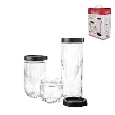 Imagem de Haüskraft -Potes redondo empilháveis preto 3 peças