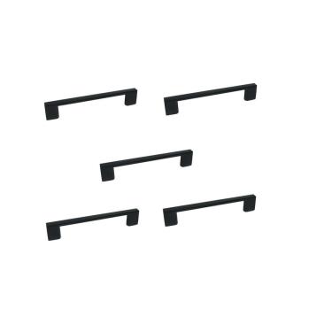 Imagem de Kit 5 Puxador Preto Fosco Il 950 Metal 96Mm Com Parafusos