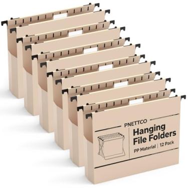 Imagem de Pastas de arquivo suspensas de plástico com capacidade extra, pacote com 12 pastas suspensas reforçadas, expansão de 5 cm, pastas de armário de arquivo, tamanho carta para arquivos em massa