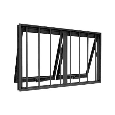Imagem de Janela de Alumínio Máximo Ar Duplo Horizontal com Grade 60x100cm Lucasa Ideale Preto