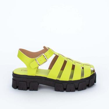 Imagem de Sandália Infantil Kidy Fanfik Tratorada Tiras Verde Neon