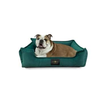 Imagem de Cama Pet Tamanho GG 85x70cm para Cachorro e Gato em Veludo Suede VERDE