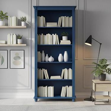 Imagem de Estante para Livros de Madeira 4 Prateleiras Pés Torneados Sevilha - A