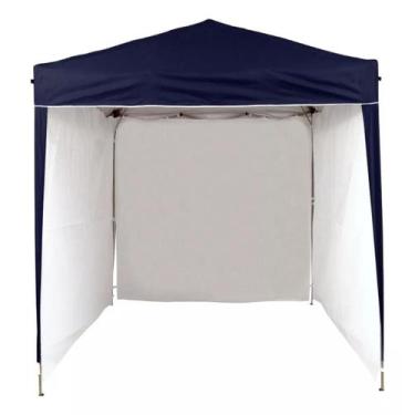 Imagem de Gazebo 2x2 PC Azul + 3 Paredes Ráfia Branca - TENDAS WILD
