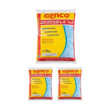 Imagem de Kit 3 Múltip Ação 3 Em 1 Granulado Limpeza Piscina 1l Genco