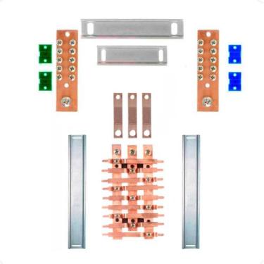 Imagem de Kit Barramento Trifásico 150A para 18 Circuitos com Placa de Policarbo