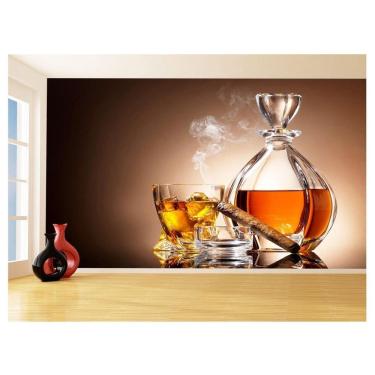 Imagem de Papel De Parede 3D Bebidas Whisky Charutos Fumo 3,5M Al265