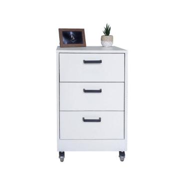 Imagem de Mesa De Cabeceira 3 Gaveta 40Cm Quarto Pux Arquivo C/Rodinha