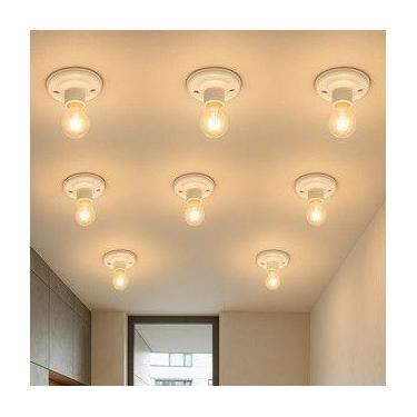 Imagem de Luminárias Plafon Kit 6 Redondo Bocal Bivolt Preto e Branco Para Pared