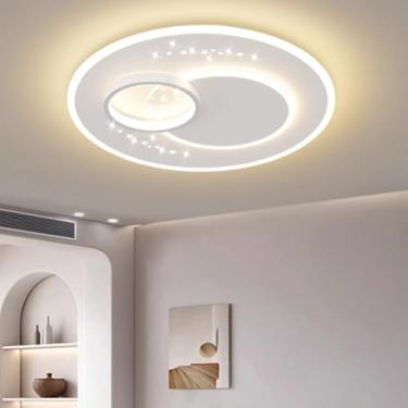 Imagem de Luminária de teto LED regulável, moderna, grande, interior, lustre redondo de acrílico com controle remoto, lâmpada para quarto, restaurante, iluminação para escritório, cozinha, hotel, ilum