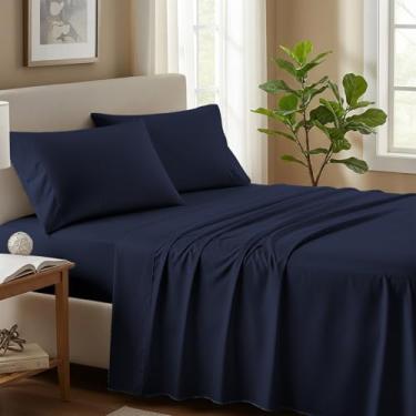 Imagem de Jogo de lençol decorza solteiro de algodão orgânico de 1000 fios – lençóis de cama de cetim luxuosos, macios e refrescantes, bolso profundo para até 45,7 cm, roupa de cama durável de qualidade