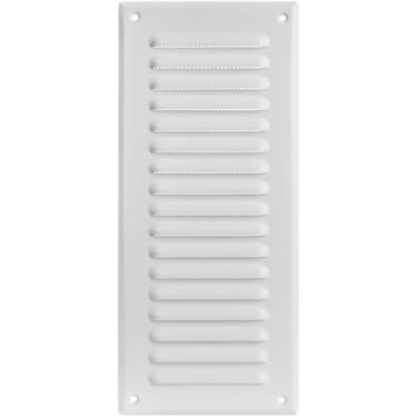 Imagem de Grade de ventilação quadrada de metal branco de 8,5 cm x 25 cm - Uso interno/externo - (Grade: 8,5 cm x 25 cm / Área de cobertura: 12,4 cm x 29,5 cm) - Grelha de ventilação - 9 tamanhos disponíveis / 2 tipos/1 cor.
