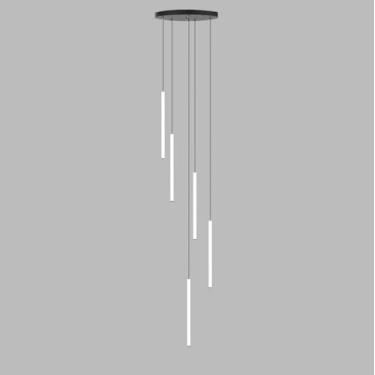 Imagem de Lustre longo moderno para tetos altos, entrada remota, casa de fazenda, preto, regulável, LED, hall de entrada, luz pendente linear branca, luminária de teto para escada, sala de estar, 5 lu