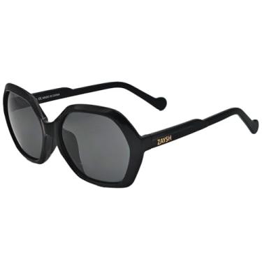 Imagem de ZAYSH Óculos de sol unissex quadrados polarizados — armação leve TR90 armação UV400 lentes Polaroid, Preto, 56-17-145mm