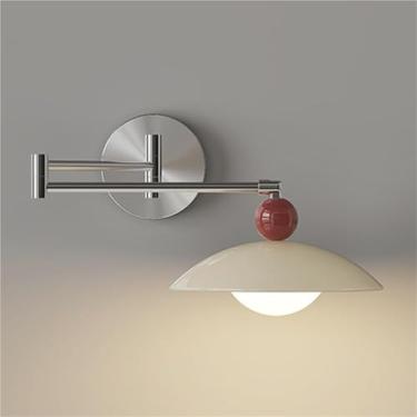 Imagem de Luminária de parede de metal com braço articulado, lâmpada nórdica LED 8W para quarto, cabeceira, luminária de parede retrátil, sala de estar, sala de estudo, luminária de parede com cúpula