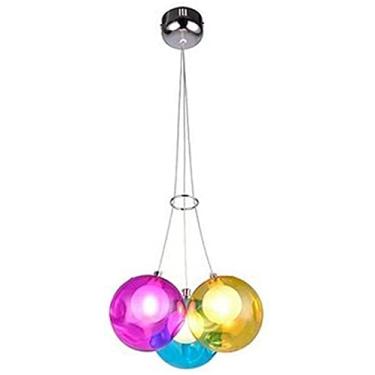 Imagem de Lustre de vidro moderno, bola de vidro colorida, luz pendente, transparente, G4, sabonete, lâmpada suspensa, restaurante, sala de jantar, decoração de teto, 6 cabeças, casa