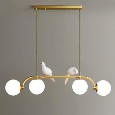 Imagem de Lustre Linear Moderno Leite Branco Vidro Pendente Luz para Fazenda Cozinha Ilha Industrial Mid Century Pendurado Lâmpada de Teto para Sala de Jantar Quarto com Luzes Externas Douradas
