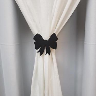 Imagem de Abraçadeira de Cortina Laço – Organizador e Enfeite Decorativo – Kit com 2 Unidades (Preto)