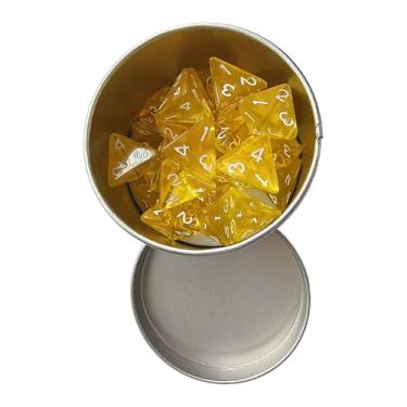 Imagem de Colaxi 25 peças de dados poliédricos de acrílico com números brancos, com caixa de armazenamento D4 dados para festa de tabuleiro de Natal, jogos de, Amarelo