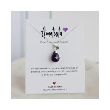Imagem de Colar em prata 925 com pedra natural ametista - Lightbek Official Stor