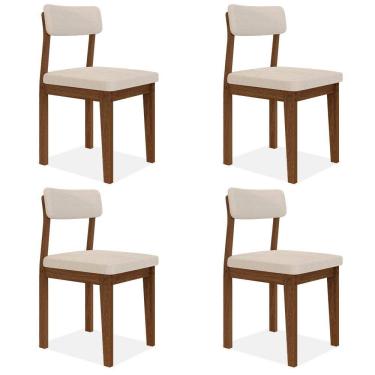 Imagem de Conjunto Com 4 Cadeiras Estofadas Utah Freijó/bouclé Off - M.a