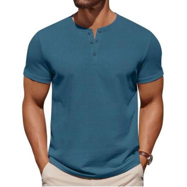 Imagem de Camiseta COOFANDY Henley para homens de manga curta, algodão, cinza, a