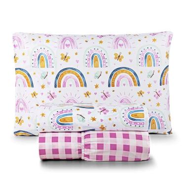 Imagem de Jogo De Lençol Joy Kids Solteiro 3 Peças Micropercal 200 Fios Infantil - Rainbow - 100% Poliéster