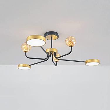 Imagem de YQSLQZZ Luminária de teto semi-embutida Sputnik Lustre com abajur de vidro de braço longo, luz de mudança de cor tripla 3000K-6000K, para sala de jantar, sala de estar, quarto